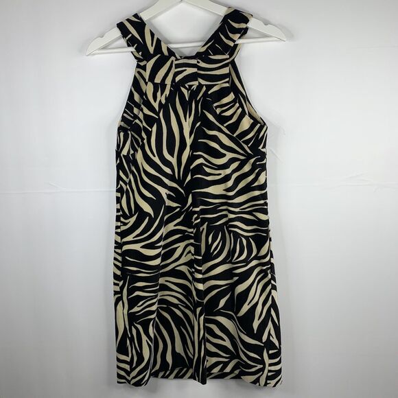 Milly New York Sz 4 Dress Y2K Zebra Animal Print Velvet Sleeveless Sheath Black - Picture 11 of 16